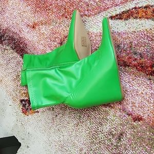 Bright green sock boots with pointed toe size 9